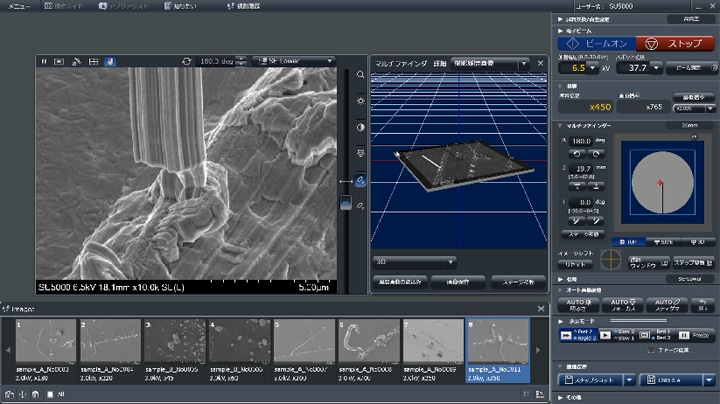 マルチファインダーを使用した試料位置の表示